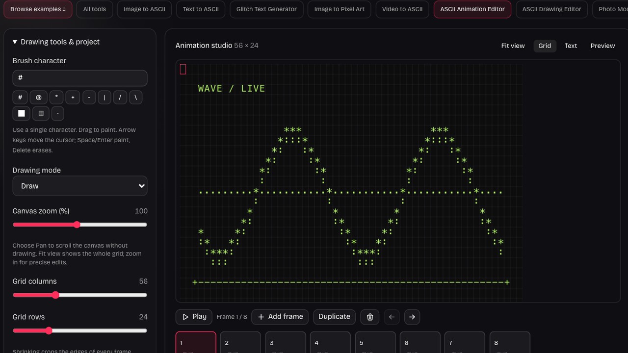 Implemented animation workspace controls and preview