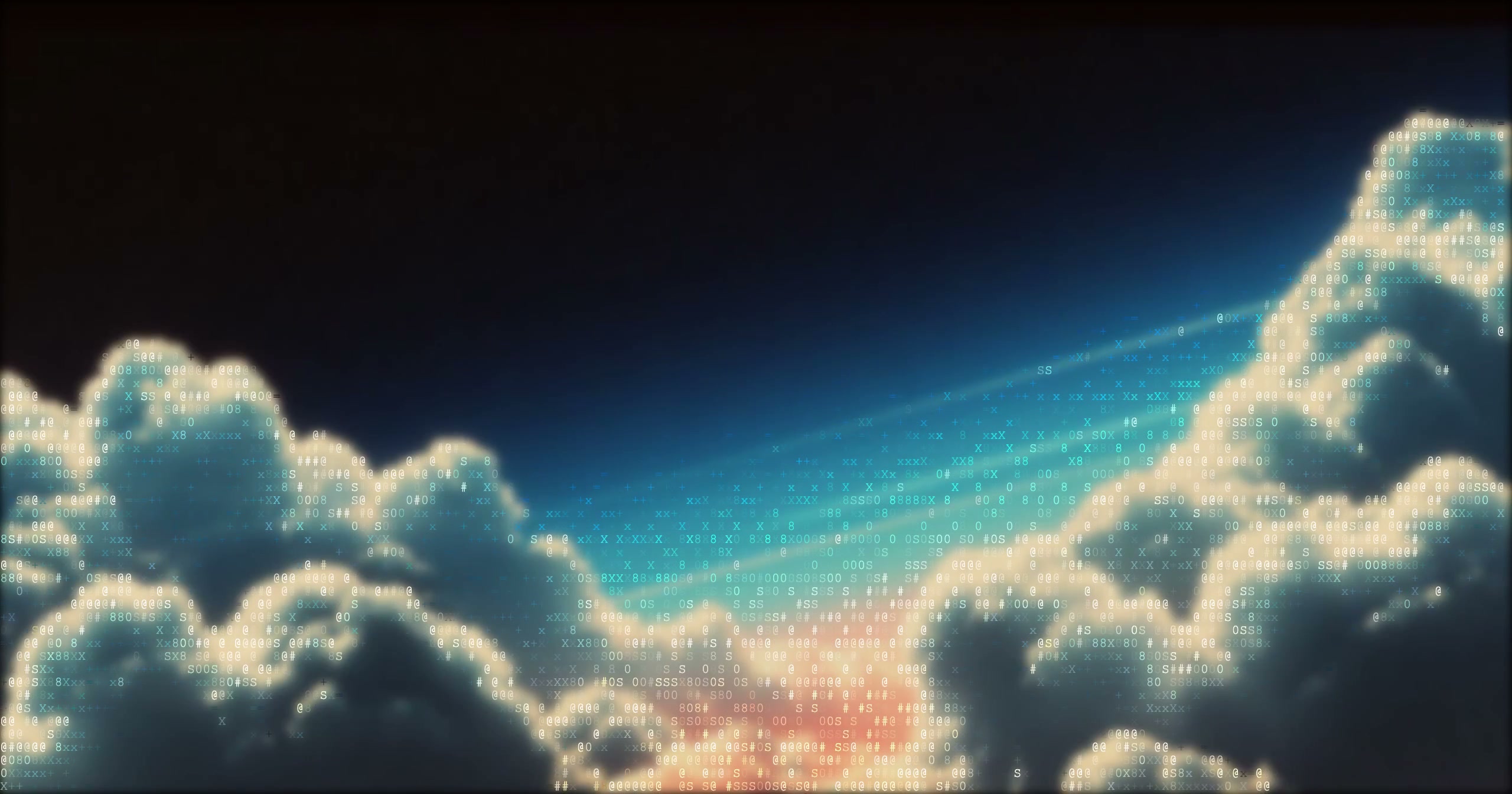 The same cloud landscape rendered with printable characters