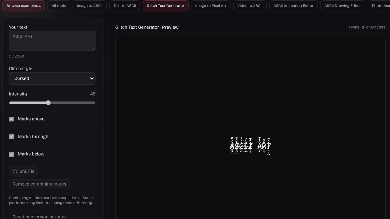 Implemented glitch workspace controls and preview