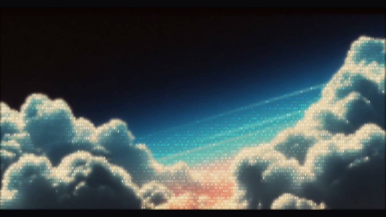 Cloud landscape built from printable characters