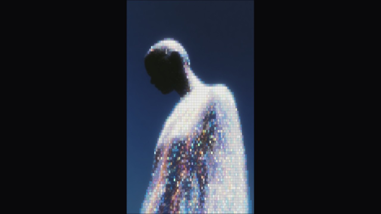 Pale portrait with fine pixel texture
