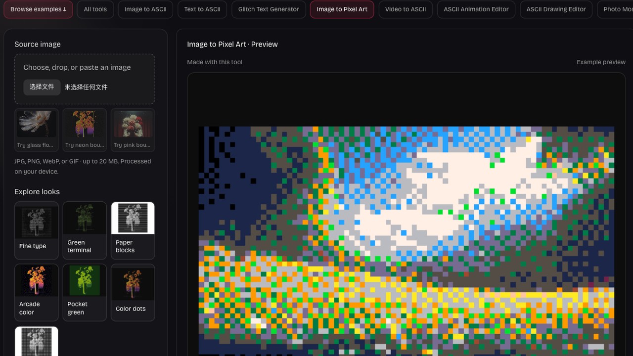 Implemented pixel workspace controls and preview
